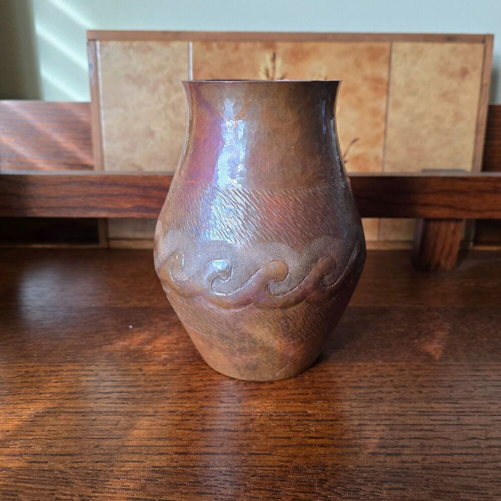 Vintage Ramon Ramierz T Hammered Copper Vase